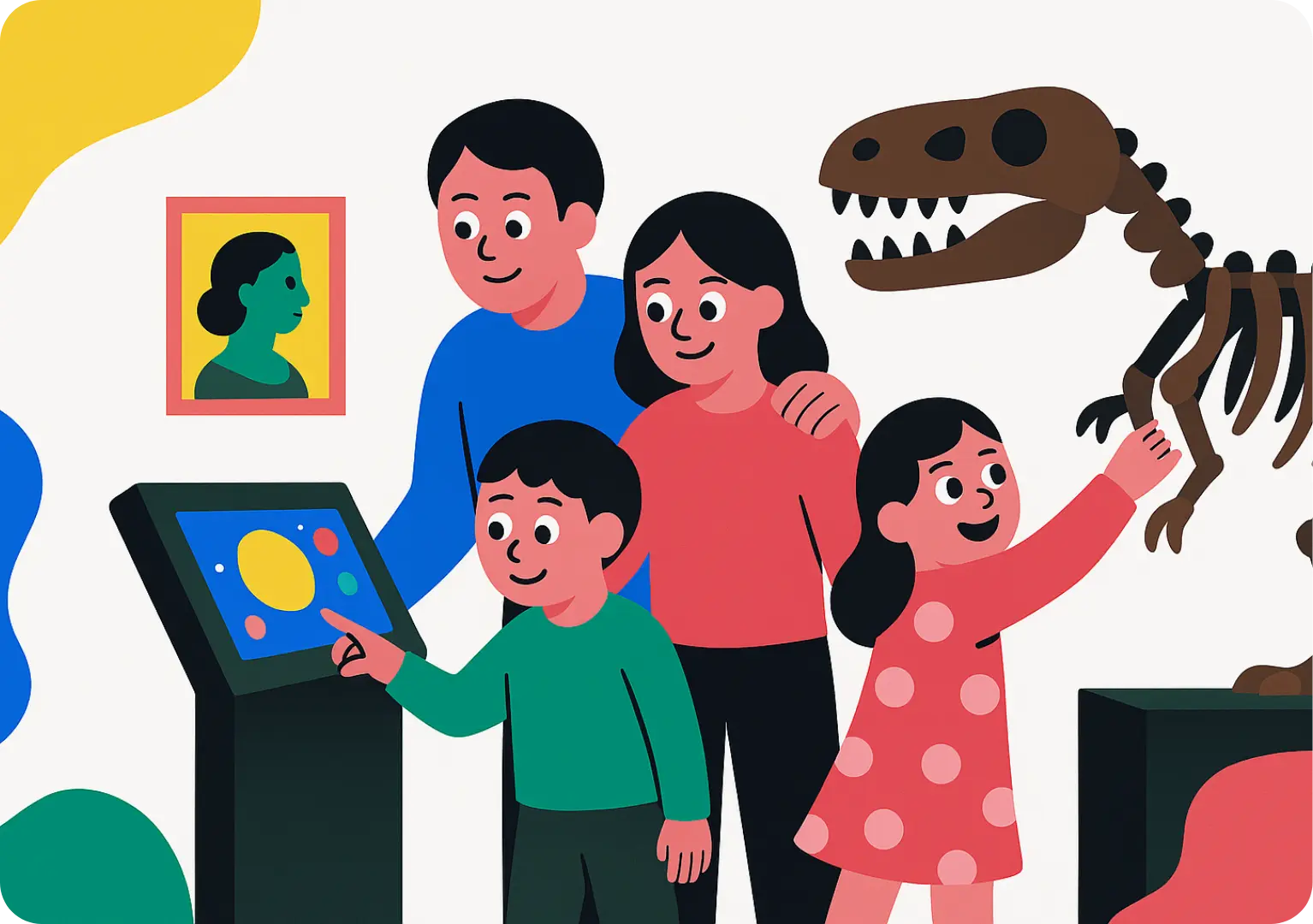 Famille découvrant des activités
